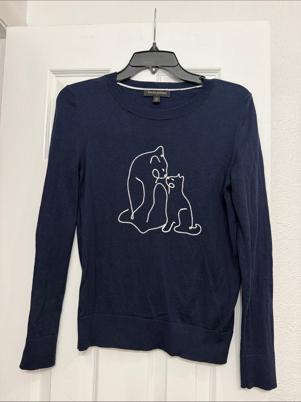 Banana Republic Navy Sweater with White Cats